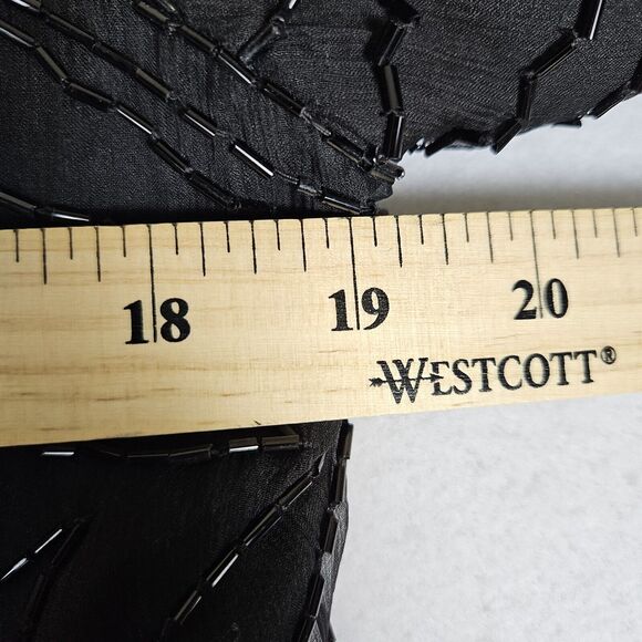 Vintage Beaded Silk Jacket Duster Coat Large Elegant Black Party Wedding Blazer - Picture 9 of 16